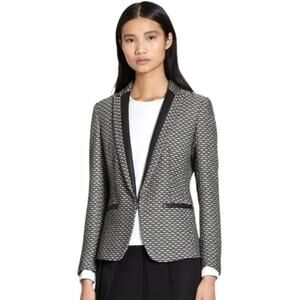 RAG & BONE Lorimer Jacquared Tuxedo Blazer Black Leather and Tweed Women's 8